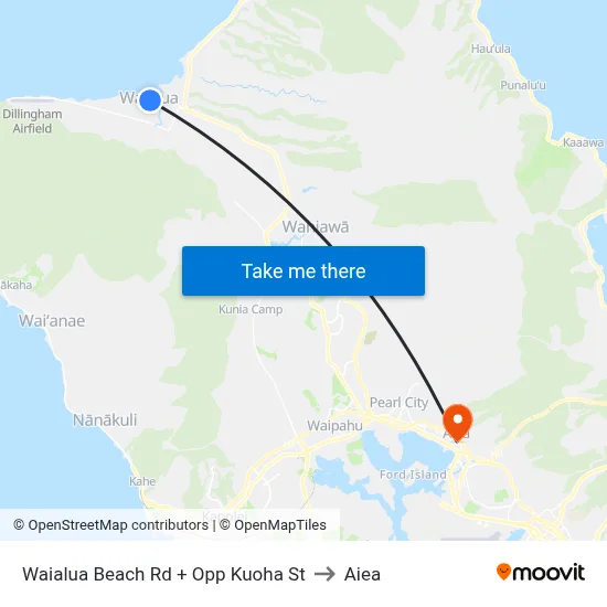 Waialua Beach Rd + Opp Kuoha St to Aiea map