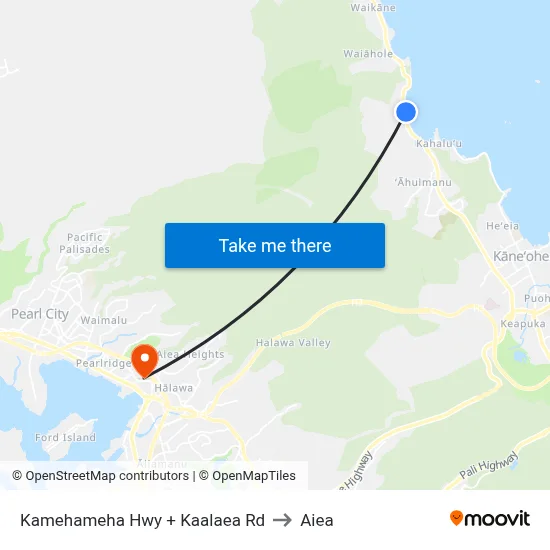 Kamehameha Hwy + Kaalaea Rd to Aiea map