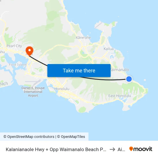 Kalanianaole Hwy + Opp Waimanalo Beach Park to Aiea map