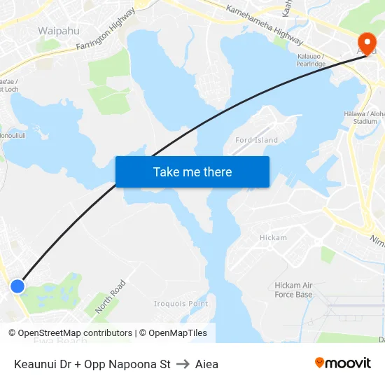 Keaunui Dr + Opp Napoona St to Aiea map
