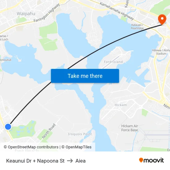 Keaunui Dr + Napoona St to Aiea map