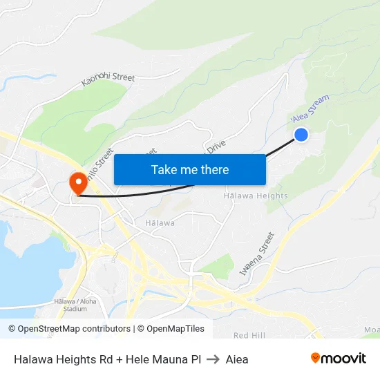 Halawa Heights Rd + Hele Mauna Pl to Aiea map