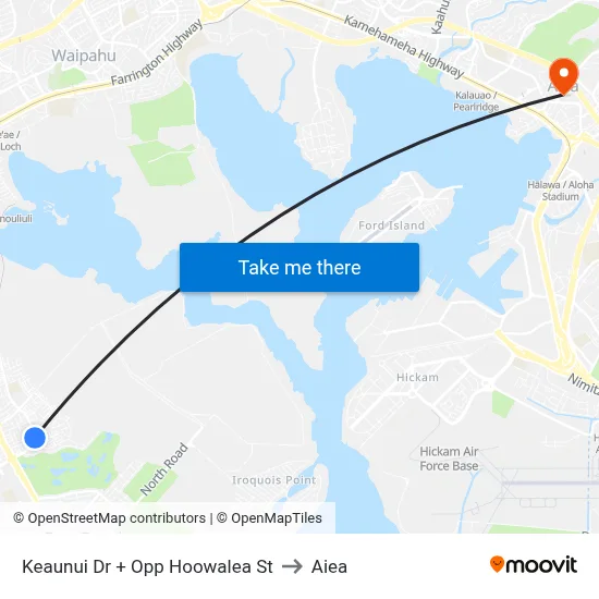 Keaunui Dr + Opp Hoowalea St to Aiea map