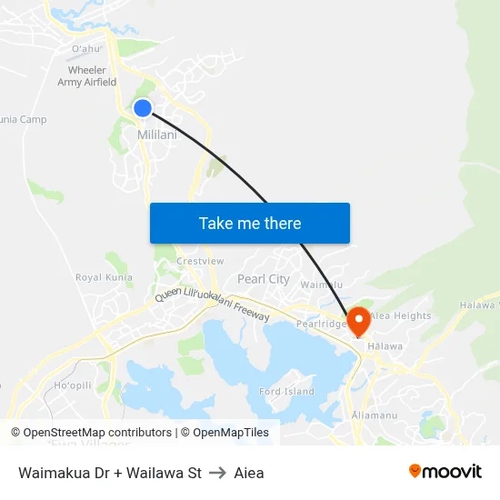 Waimakua Dr + Wailawa St to Aiea map