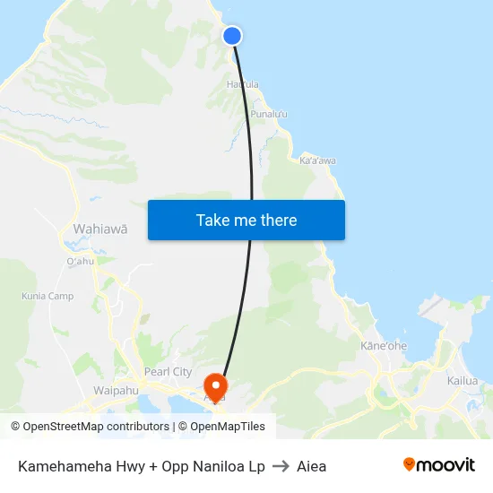 Kamehameha Hwy + Opp Naniloa Lp to Aiea map