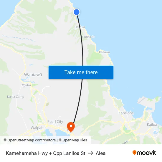 Kamehameha Hwy + Opp Laniloa St to Aiea map