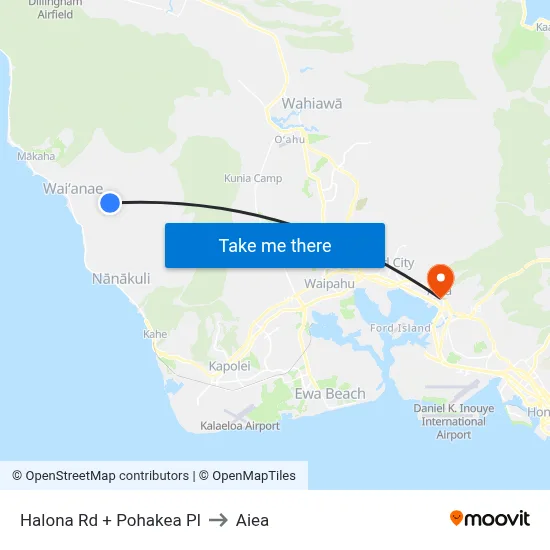 Halona Rd + Pohakea Pl to Aiea map