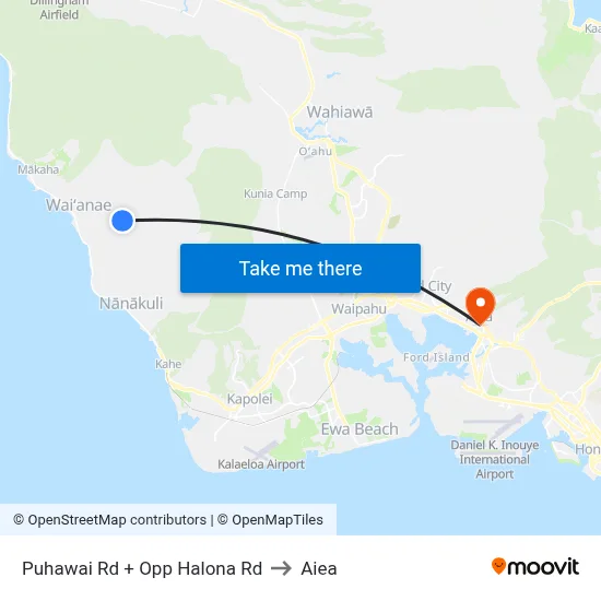 Puhawai Rd + Opp Halona Rd to Aiea map