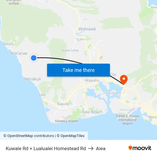 Kuwale Rd + Lualualei Homestead Rd to Aiea map