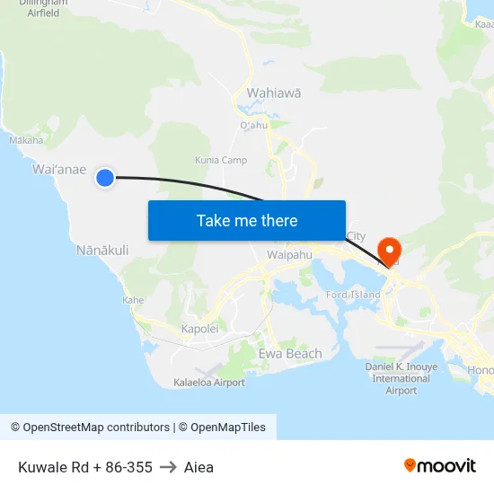 Kuwale Rd + 86-355 to Aiea map
