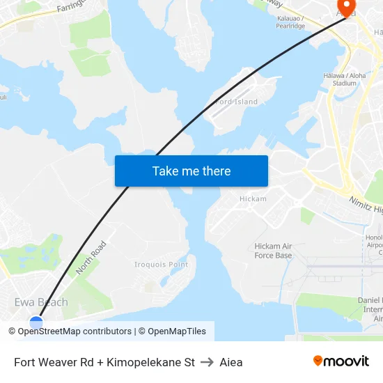 Fort Weaver Rd + Kimopelekane St to Aiea map