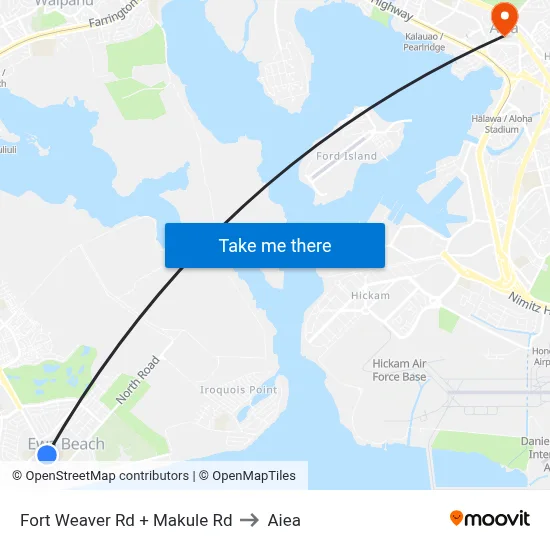 Fort Weaver Rd + Makule Rd to Aiea map