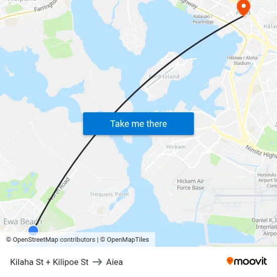 Kilaha St + Kilipoe St to Aiea map