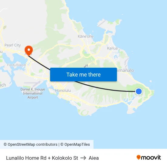 Lunalilo Home Rd + Kolokolo St to Aiea map