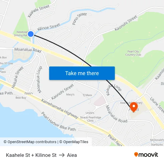 Kaahele St + Kilinoe St to Aiea map