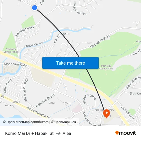Komo Mai Dr + Hapaki St to Aiea map