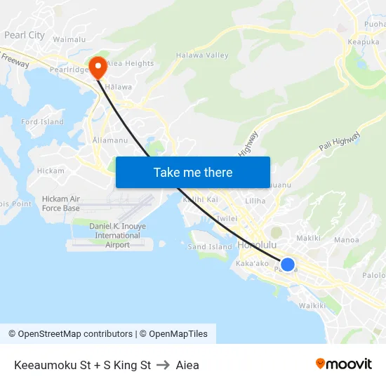 Keeaumoku St + S King St to Aiea map