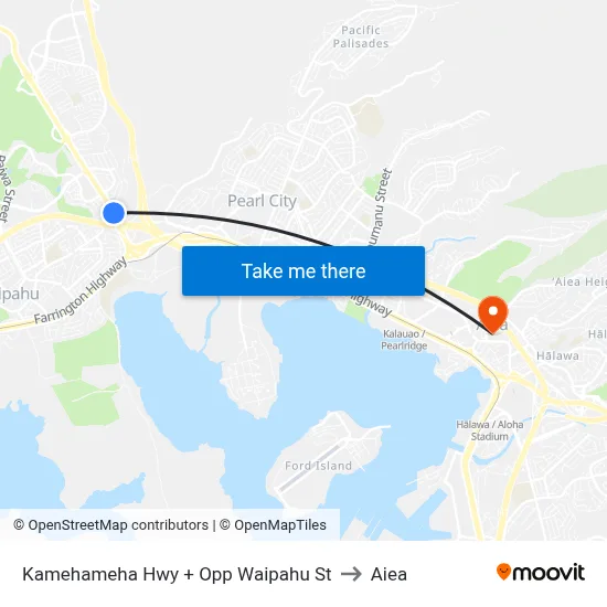 Kamehameha Hwy + Opp Waipahu St to Aiea map