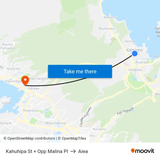 Kahuhipa St + Opp Malina Pl to Aiea map