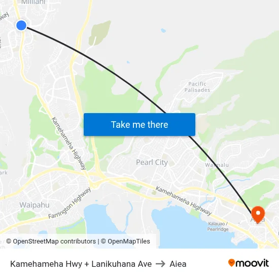 Kamehameha Hwy + Lanikuhana Ave to Aiea map