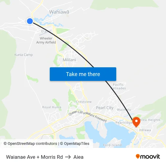 Waianae Ave + Morris Rd to Aiea map