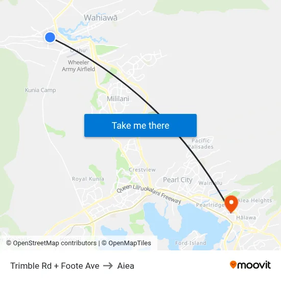 Trimble Rd + Foote Ave to Aiea map