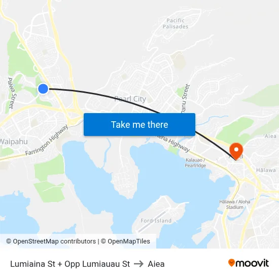 Lumiaina St + Opp Lumiauau St to Aiea map