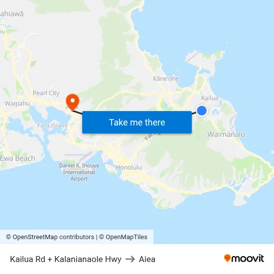 Kailua Rd + Kalanianaole Hwy to Aiea map