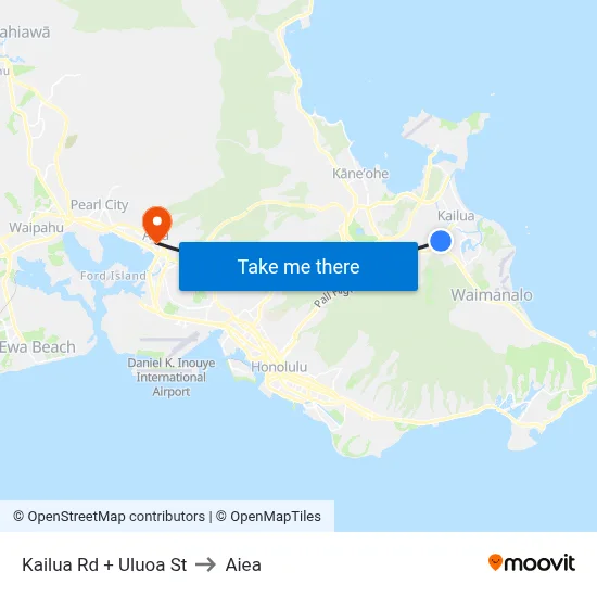 Kailua Rd + Uluoa St to Aiea map