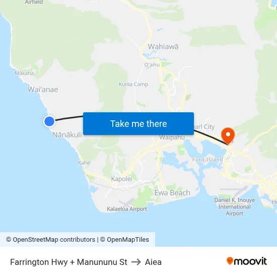 Farrington Hwy + Manununu St to Aiea map