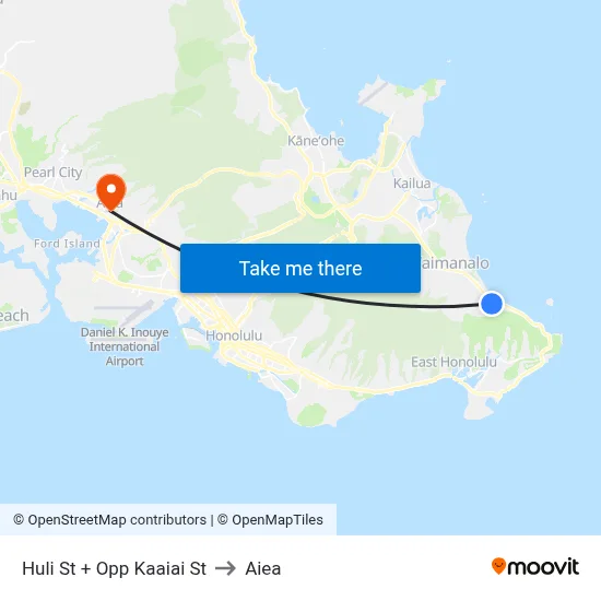 Huli St + Opp Kaaiai St to Aiea map