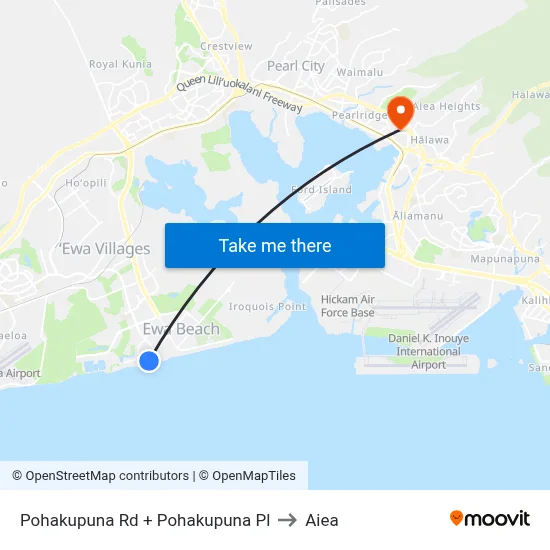 Pohakupuna Rd + Pohakupuna Pl to Aiea map