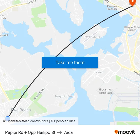 Papipi Rd + Opp Hailipo St to Aiea map
