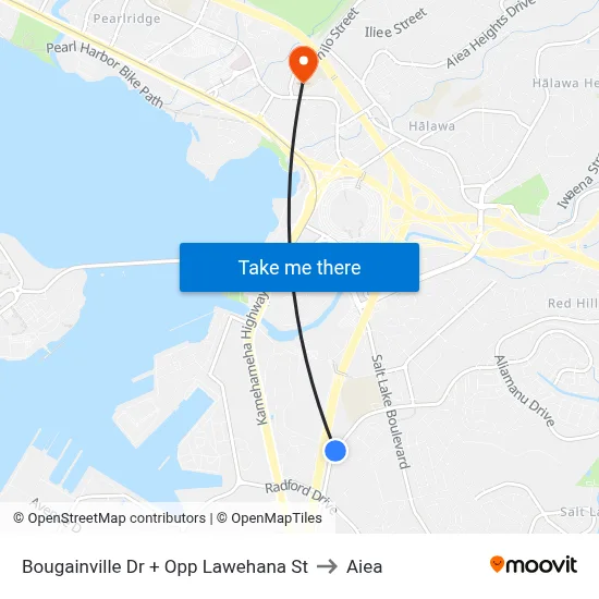 Bougainville Dr + Opp Lawehana St to Aiea map
