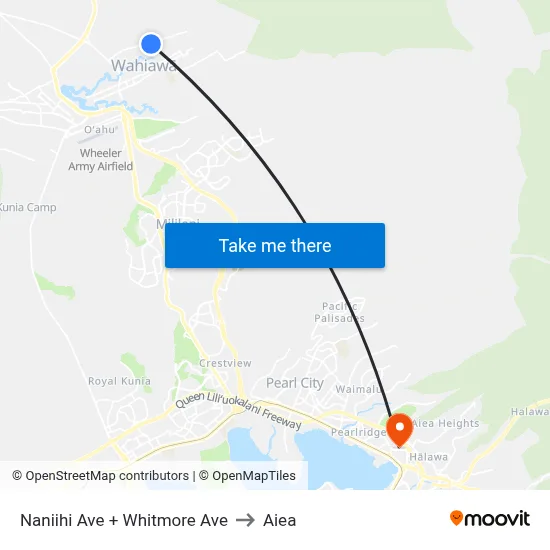 Naniihi Ave + Whitmore Ave to Aiea map