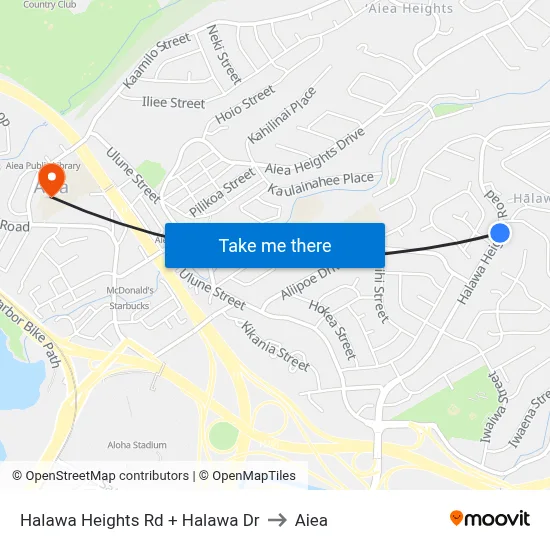 Halawa Heights Rd + Halawa Dr to Aiea map