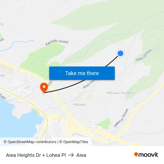 Aiea Heights Dr + Lohea Pl to Aiea map