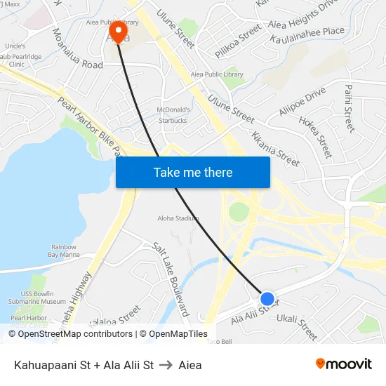 Kahuapaani St + Ala Alii St to Aiea map