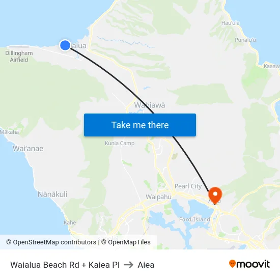 Waialua Beach Rd + Kaiea Pl to Aiea map