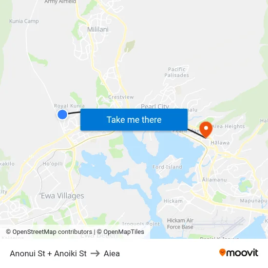 Anonui St + Anoiki St to Aiea map