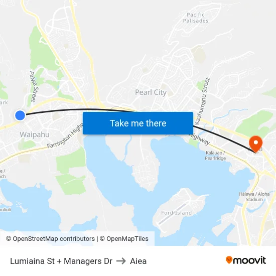 Lumiaina St + Managers Dr to Aiea map