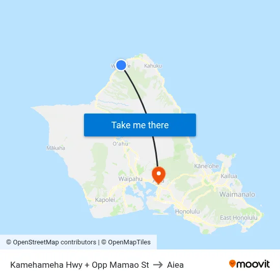 Kamehameha Hwy + Opp Mamao St to Aiea map