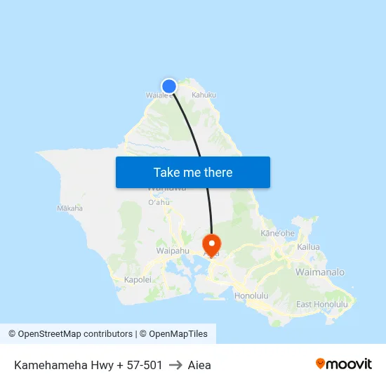 Kamehameha Hwy + 57-501 to Aiea map