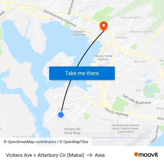 Vickers Ave + Atterbury Cir (Makai) to Aiea map