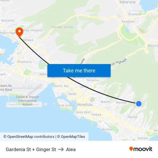 Gardenia St + Ginger St to Aiea map