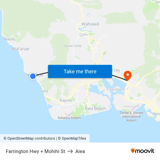 Farrington Hwy + Mohihi St to Aiea map