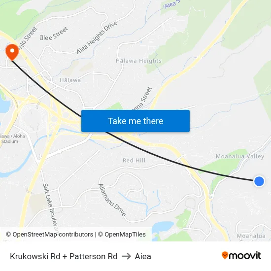 Krukowski Rd + Patterson Rd to Aiea map