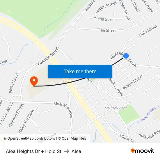 Aiea Heights Dr + Hoio St to Aiea map