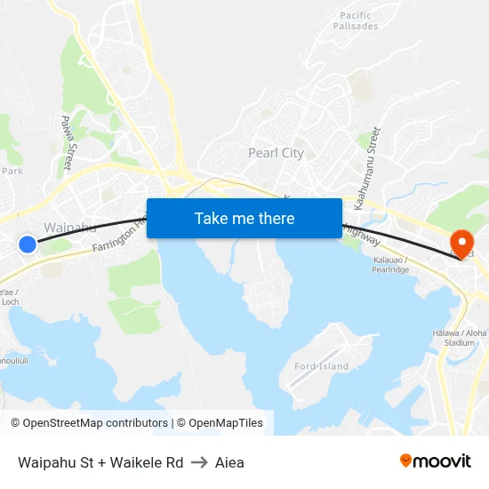 Waipahu St + Waikele Rd to Aiea map