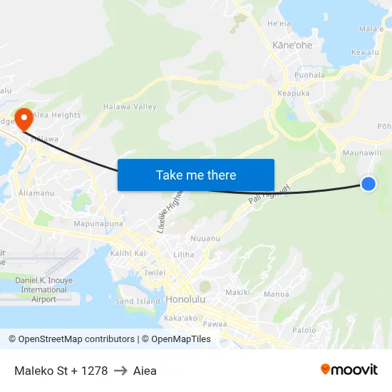 Maleko St + 1278 to Aiea map